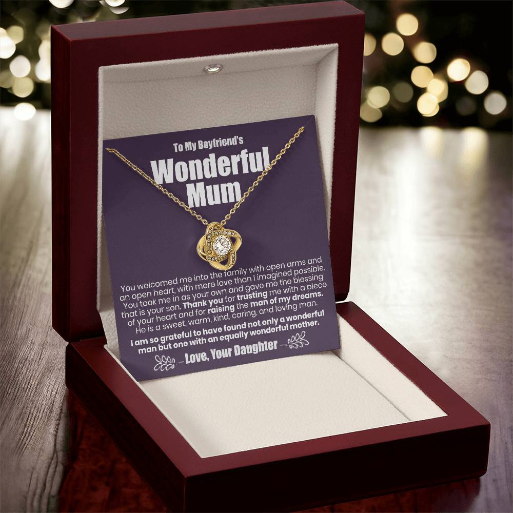 To My Boyfriend's Wonderful Mum - The Love Knot Necklace Love Knot Necklace