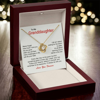 To My Granddaughter Love Knot Necklace