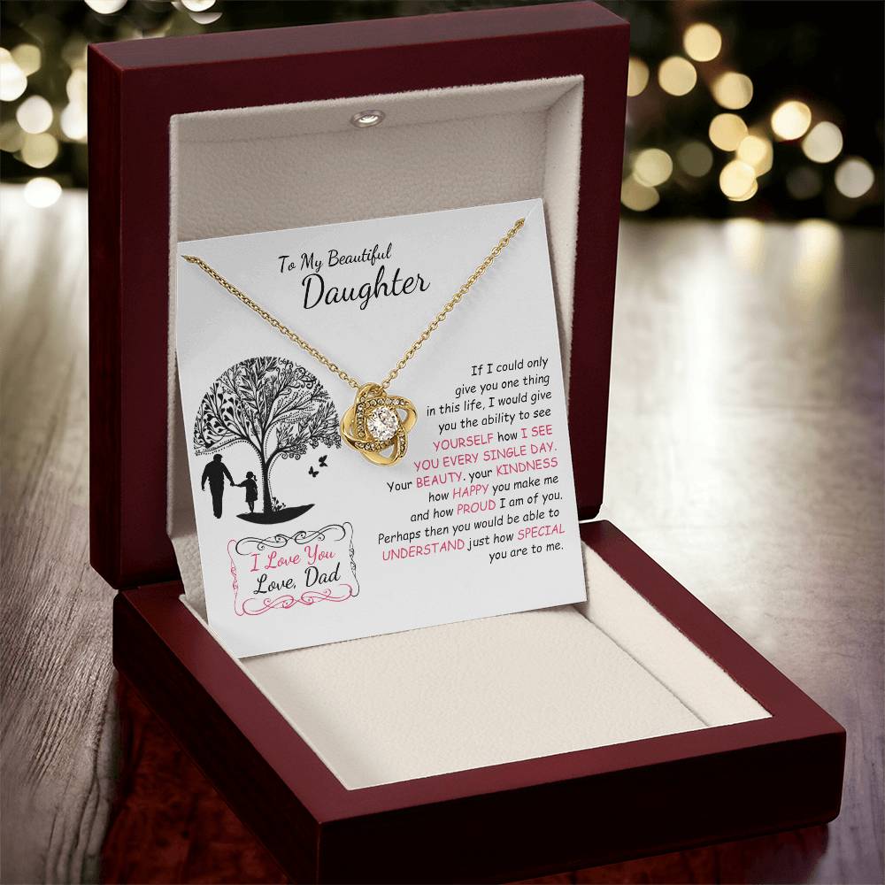 To My Beautiful Daughter Necklace Birthday Necklace For Girl Graduation Gifts For Her High School College Handmade Jewelry For Da Love Knot Necklace