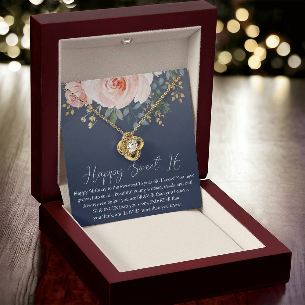 Sweet 16 Gift 16Th Birthday Gift Girl Necklace Sweet 16 Necklace Love Knot Necklace