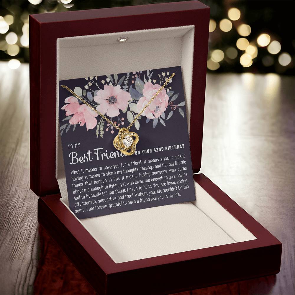 Gift For Best Friend 42Nd Birthday 42Nd Birthday Gift For Her Meaningful Best Friend 42Nd Birthday Necklace Unique Gifts 42Nd Bi Love Knot Necklace