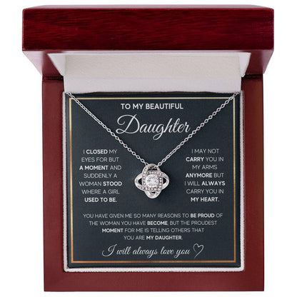 To My Daughter Proud Love Knot Necklace Gift Set Love Knot Necklace