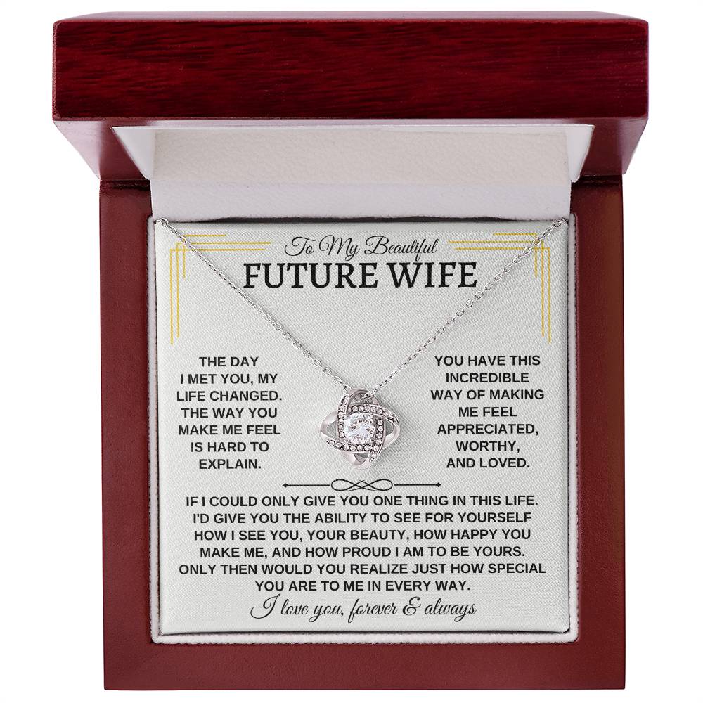To My Beautiful Future Wife Love Knot Necklace - Love Knot Necklace