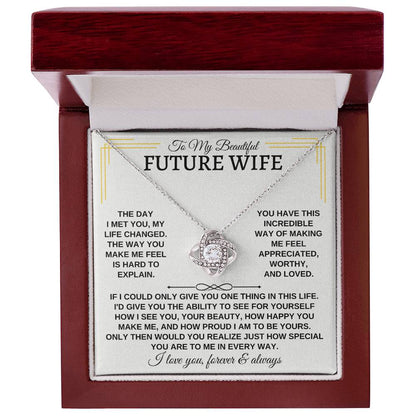 To My Beautiful Future Wife Love Knot Necklace - Love Knot Necklace