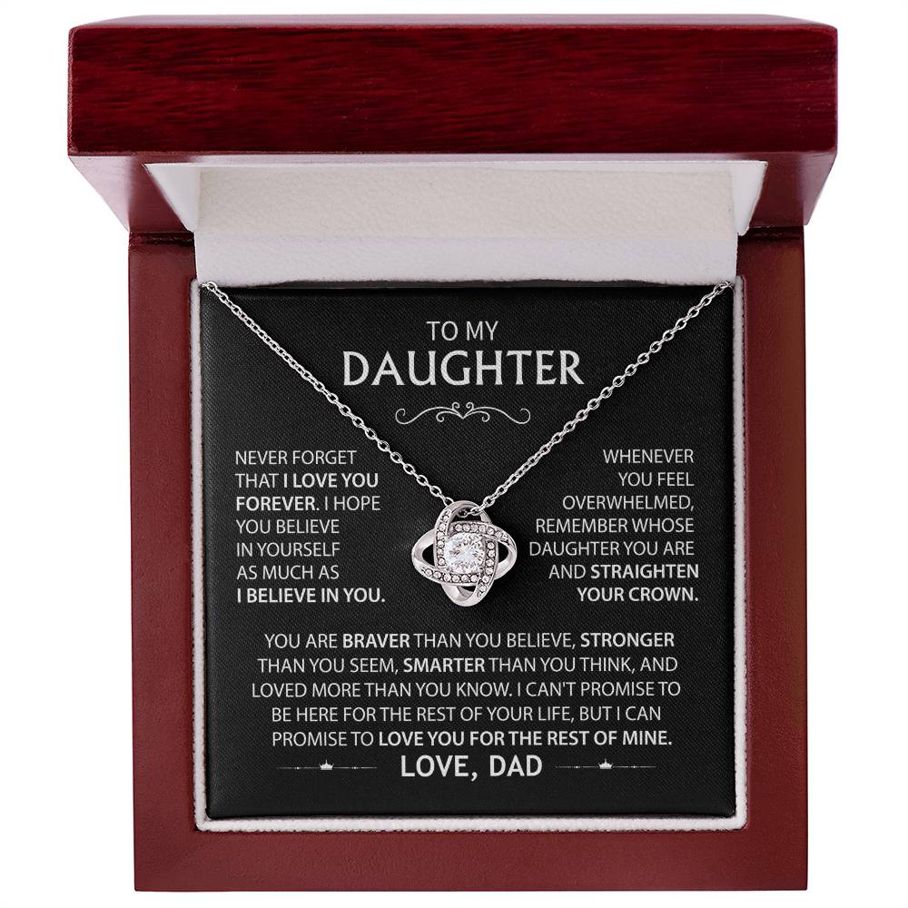 To My Daughter - Never Forget That I Love You Forever Love Knot Necklace