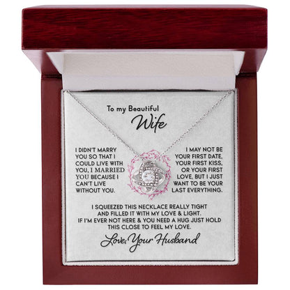 Gift For Wife I Can't Live Without You Knot Necklace Love Knot Necklace