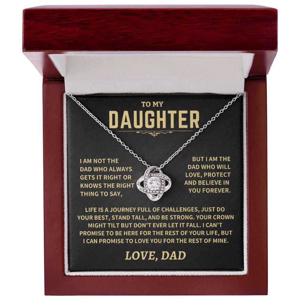 Gift For Daughter From Dad, Crown Might Tilt But Don't Ever Let It Fall Love Knot Necklace