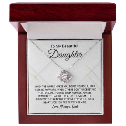 Gift For Daughter - The Greater The Storm Love Dad Necklace Love Knot Necklace