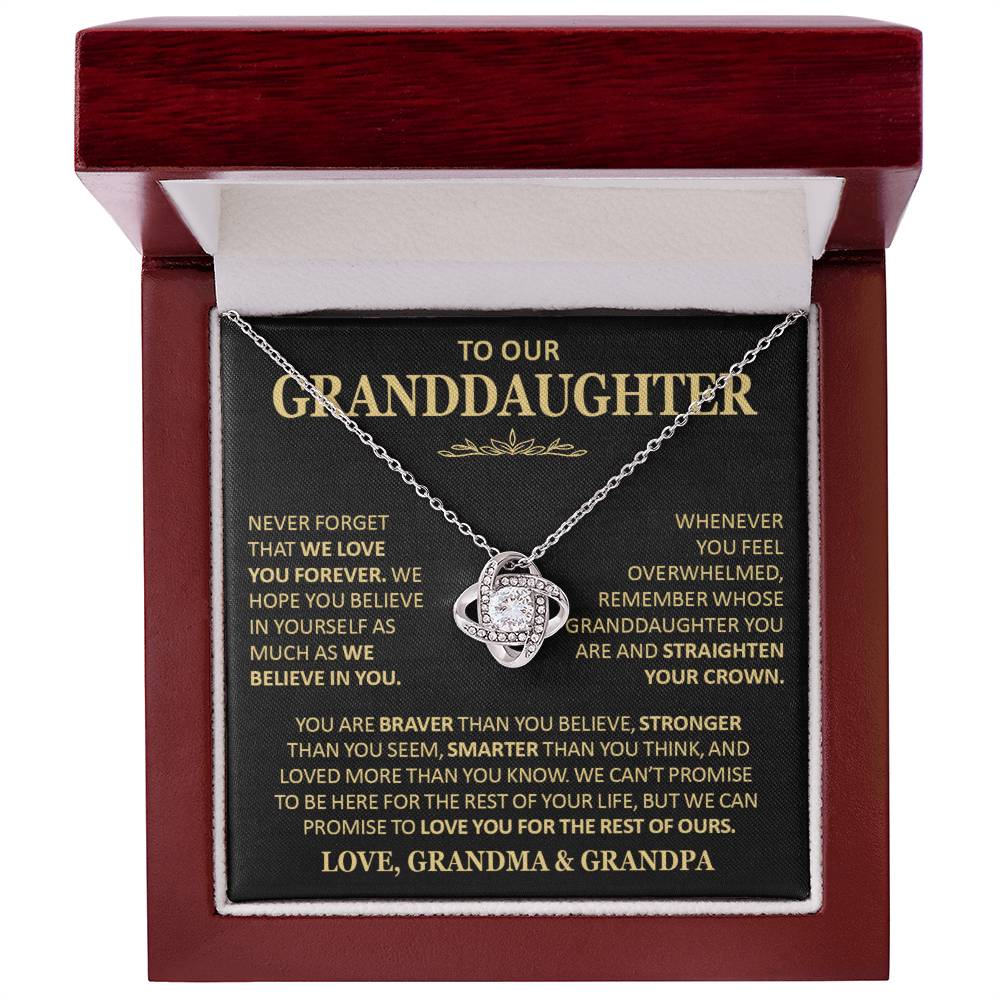 Beautiful Gift for Granddaughter From Grandma and Grandpa Never Forget That We Love You Necklace Love Knot Necklace