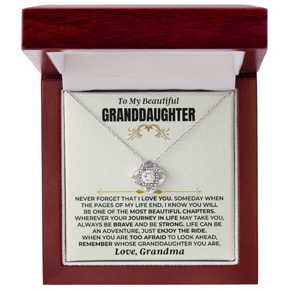 To My Granddaughter - Love Grandma - Love Knot Necklace