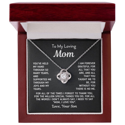 Gift For Mom From Son - Without You There Is No Me Gold Knot Necklace Love Knot Necklace