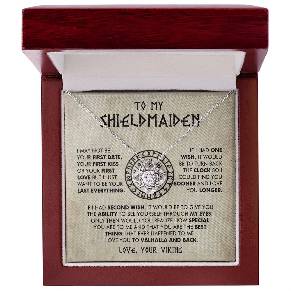 To My Shieldmaiden - I Love You To Valhalla And Back - Love Knot Necklace