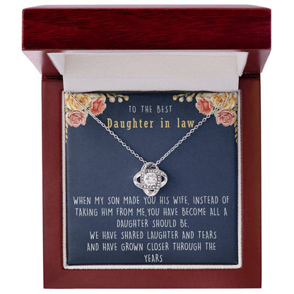 Gift for Daughter-in-law, To my Daughter-in-law necklace, Daughter-in-law jewelry, Daughter-in-law necklace, Daughter-in-law message card - Love Knot Necklace