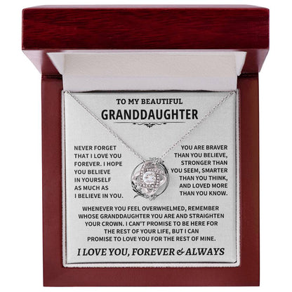 Beautiful Granddaughter Gift Love Knot Necklace