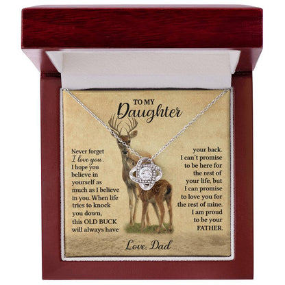Gift For Daughter Never Forget I Love You Love Dad Necklace (Deer) Love Knot Necklace