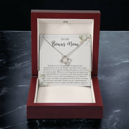 To My Bonus Mom Necklace Gift Bonus Mom Necklace Step Mom Gift For Birthday Unique Message Card From Daughter Son To S Love Knot Necklace
