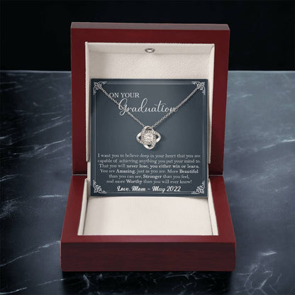 Graduation Gift For Her Phd Graduation Gift For Daughter High School Graduation Gift Doctorate Masters Degree Class O Love Knot Necklace