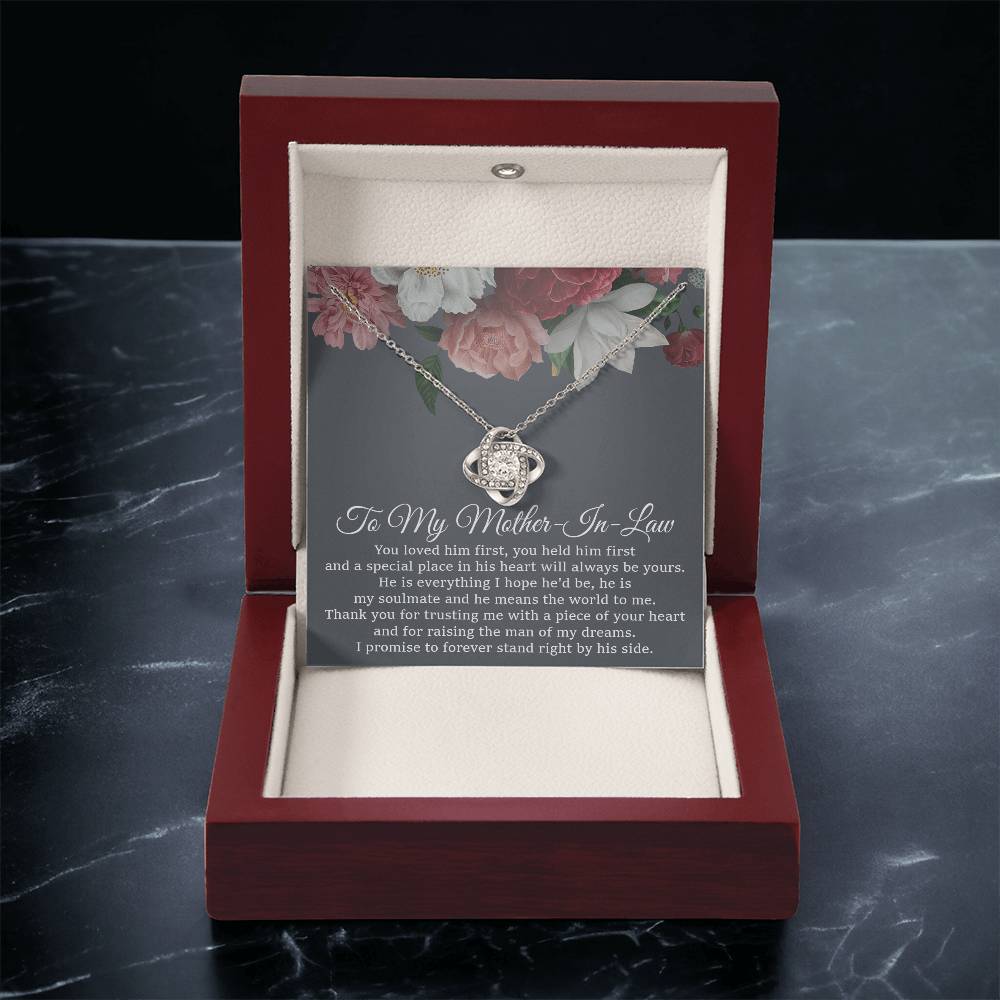 To My Mother-In-Law Necklace Mother Of The Groom Gift Mother In Law Gift From Bride Love Knot Necklace