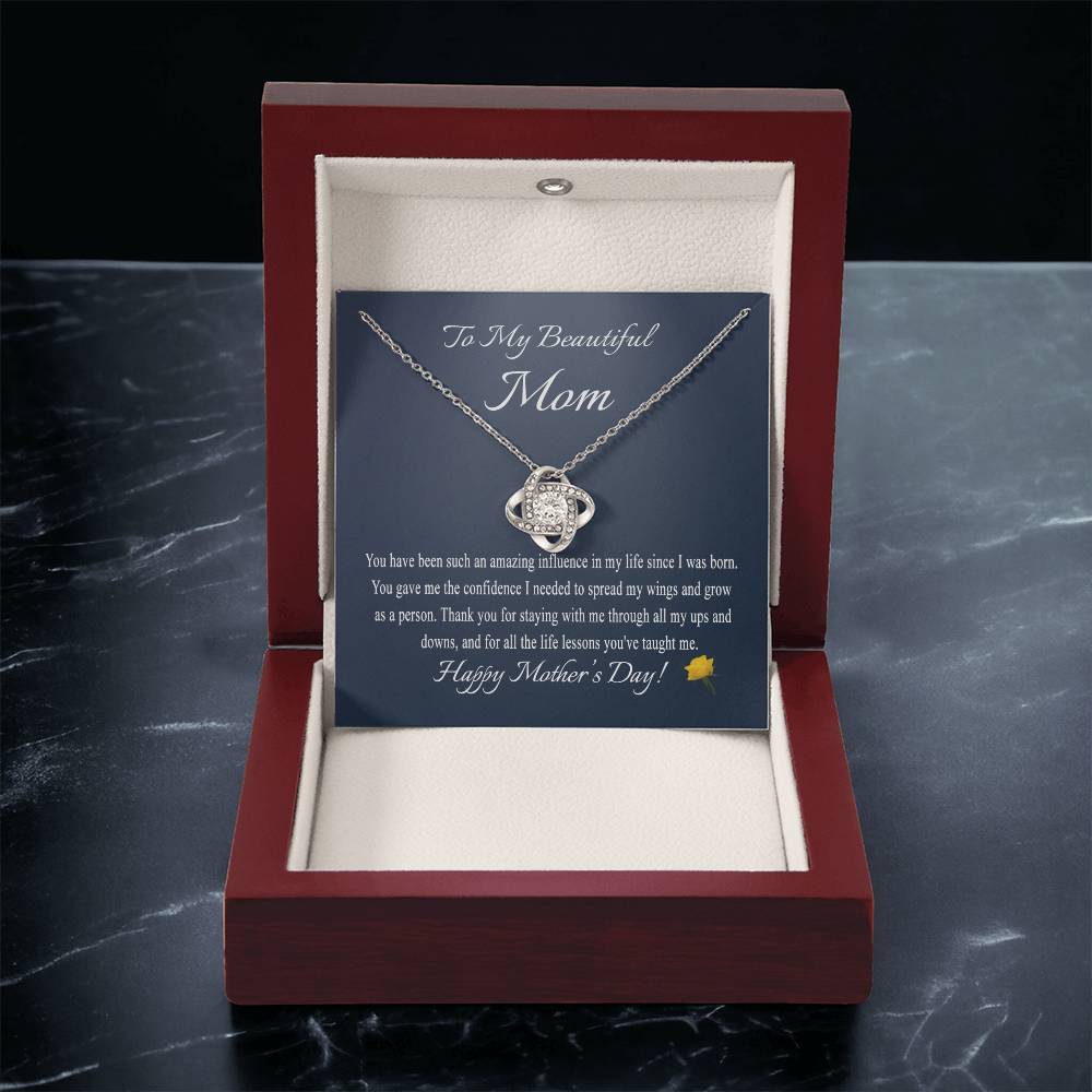 Mothers Day Gift From Daughter Mother's Day Necklace To My Beautiful Mom Necklace Mom Gift From Son Mom Ne Love Knot Necklace
