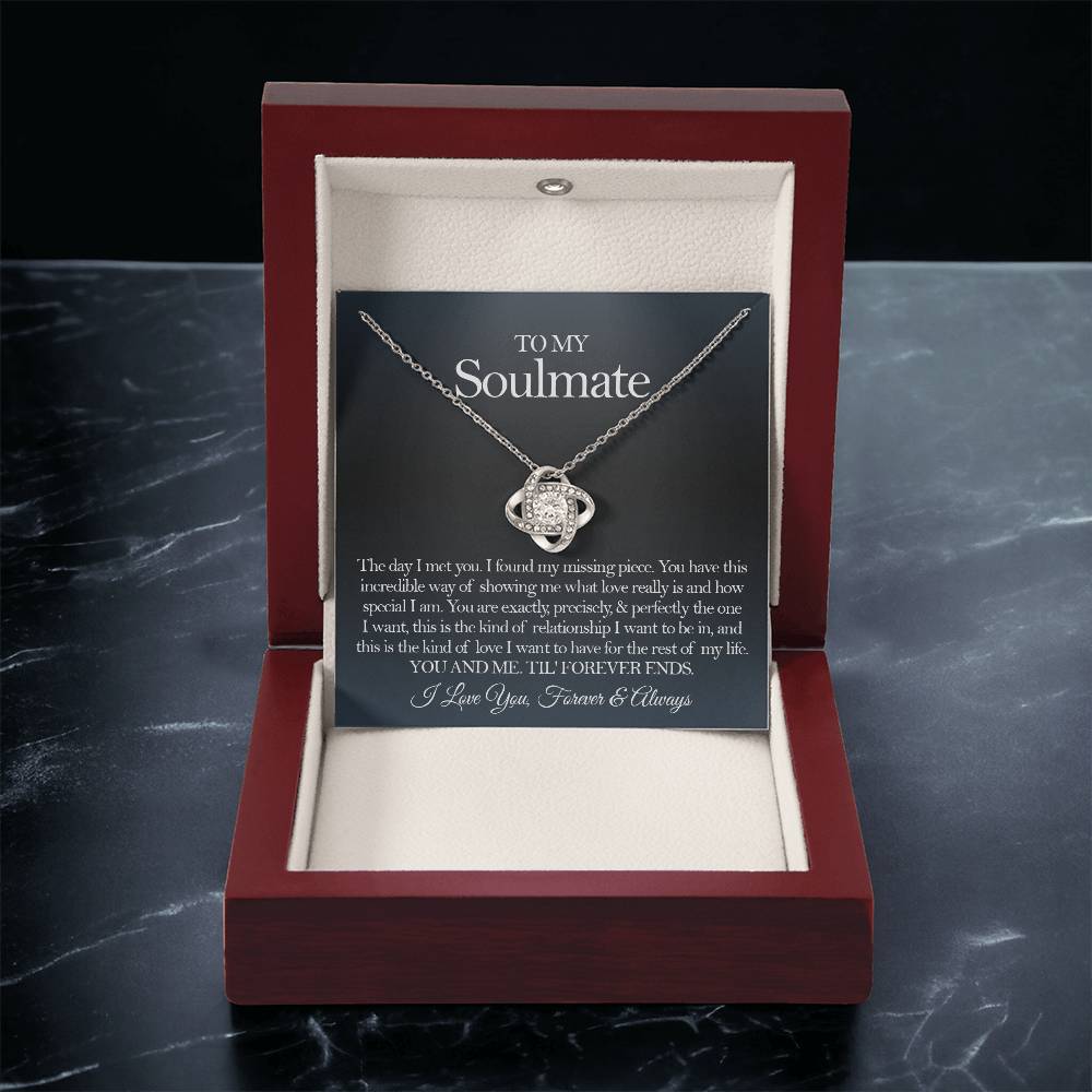To My Soulmate Necklace Gift For Girlfriend From Boyfriend Girlfriend Birthday Anniversary Gift Love Knot Necklace