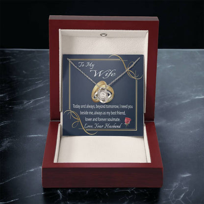 To My Wife Necklace With Message Card I Love You Necklace For Wife Anniversary Gift For Her Wife Birthday Gift Necklace Love Knot Necklace