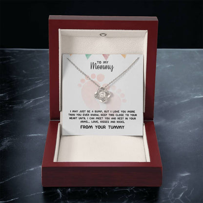 To My Mommy Necklace For Her Baby Shower Gift Love From Baby Bump Expecting Mother Pendant First Time Mom New Mommy Gif Love Knot Necklace