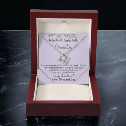 Class Of 2022 Graduation Gift Necklace To Our Beautiful Daughter On Her Graduation To Daughter Gift From Mom And Dad High School Graduation College Grad Love Knot Necklace