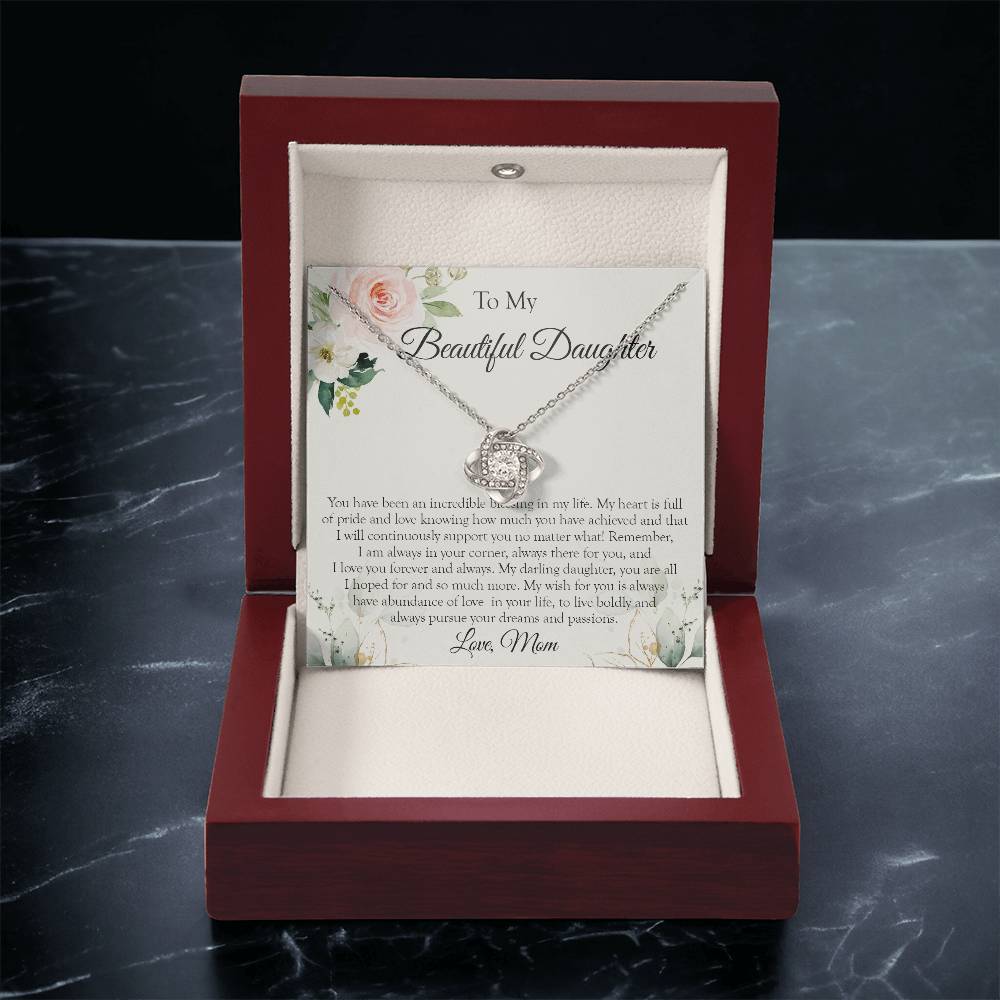 To My Daughter Necklace Gift For Daughter From Mom Sentimental Gift Love Knot Necklace