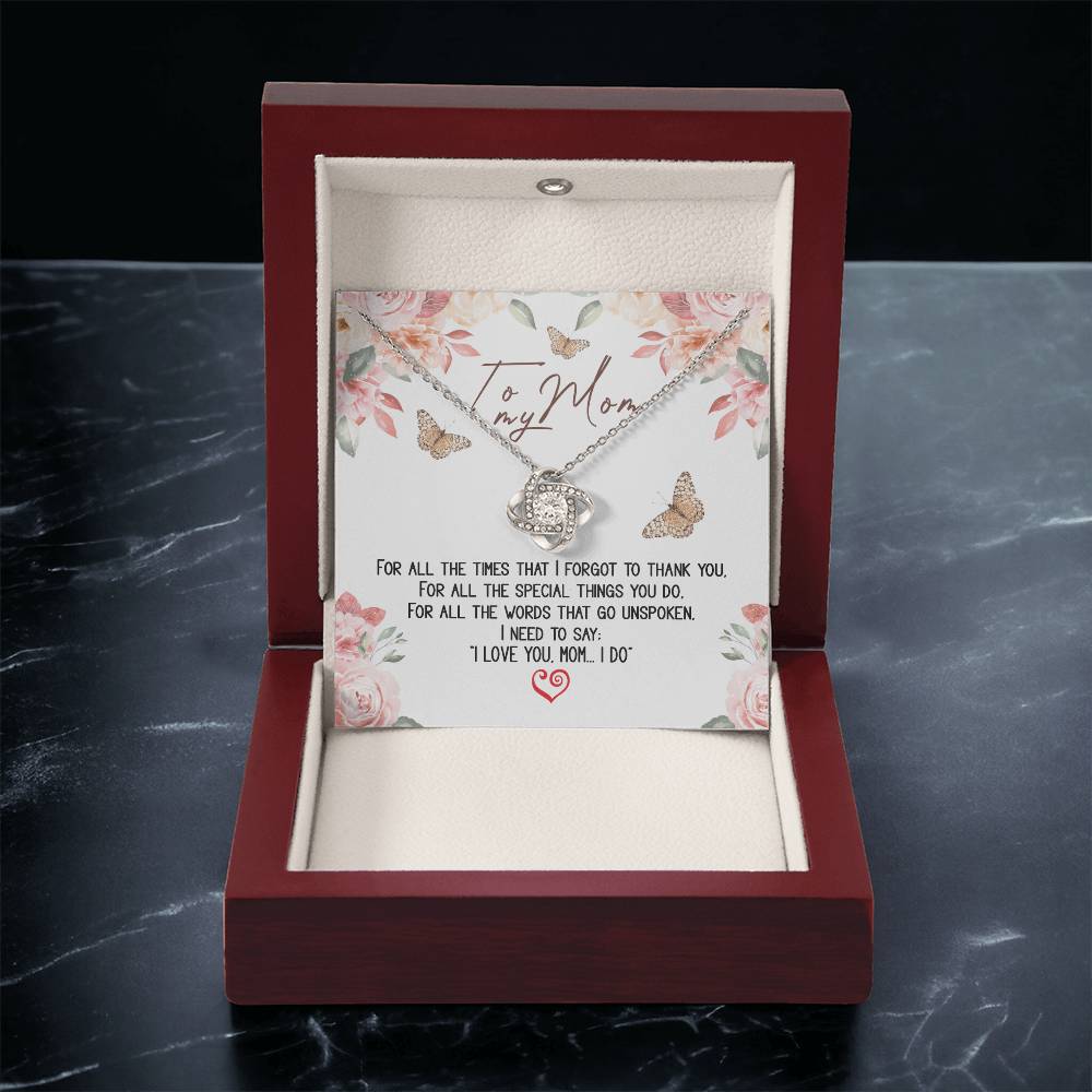To My Mom Message Card Necklace Gift Necklace For Mom Birthday Gift Necklace For Mom To Mom From Daughter Mom Gift Fr Love Knot Necklace