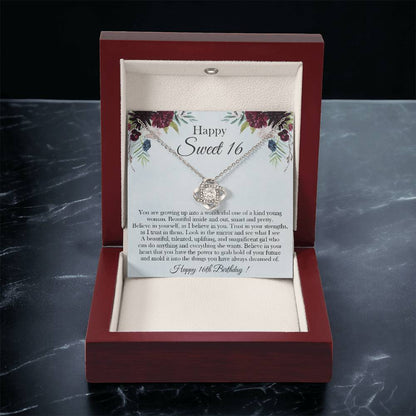 Sweet 16 Gift 16Th Birthday Gift For Her Sweet 16 Necklace Gift For 16 Year Old Girl Love Knot Necklace