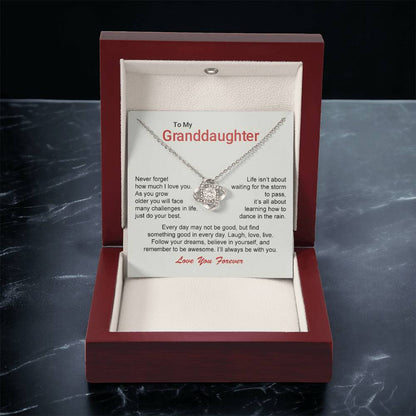 To My Granddaughter Love Knot Necklace