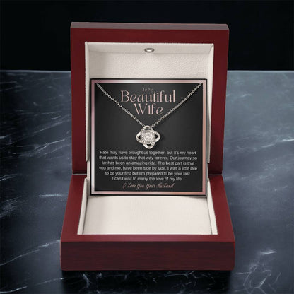 Wife Gift On Wedding Day Bride Gift From Groom On Wedding Day Fate May Have Brought Us Together Wife Wedding Necklace Gift From Husband Love Knot Necklace