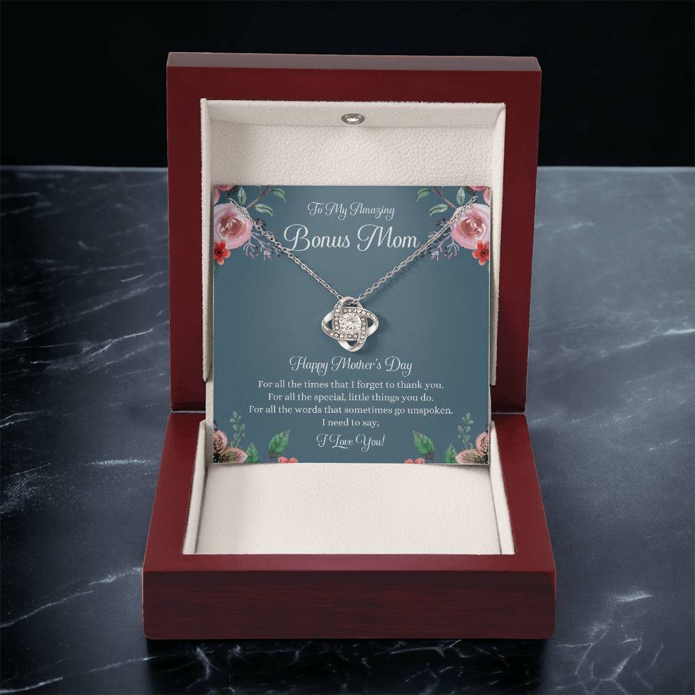 Bonus Mom Necklace Mothers Day Gift Daughter To Mom Gift Bonus Mom Step Mom Gift Present For Stepmom On Mothers Day Stepmom Necklace 1 Love Knot Necklace