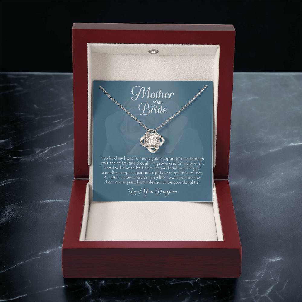 Mother Of The Bride Gift From Daughter Gift For Mom On Wedding Day Mom Gift From Daughter Mother Cross Necklace Jewelry Gift Love Knot Necklace