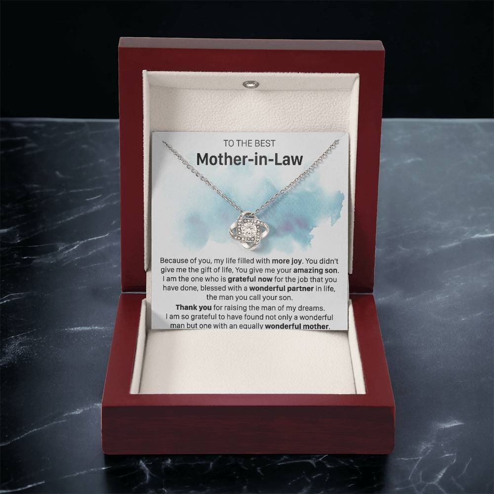 Gift For Mother-In-Law More Joy Grateful Now Love Knot Necklace Love Knot Necklace