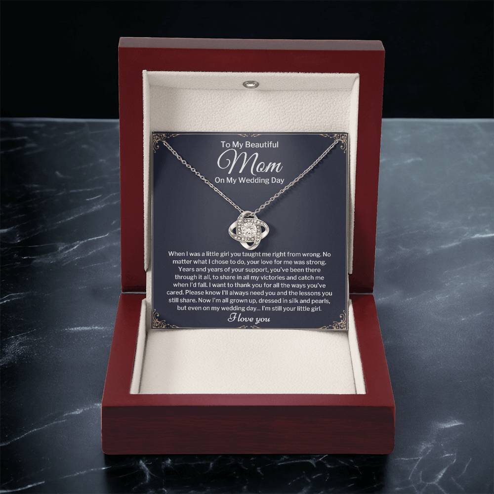 To My Mom On My Wedding Day Love Knot Necklace