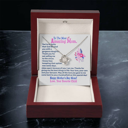 Gift For Amazing Mom Love Knot Necklace