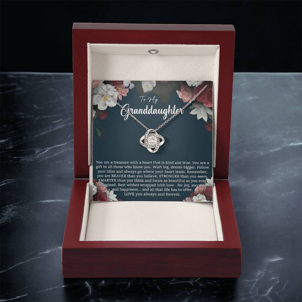 To My Granddaughter Necklace Granddaughter Gift From Grandma Birthday Graduation Gift Love Knot Necklace