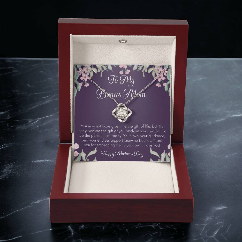 Bonus Mom Necklace Mothers Day Gift Daughterson To Mom Gift Bonus Mom Step Mom Gift Present For Stepmom On Mothers Day Stepmom Gift 1 Love Knot Necklace