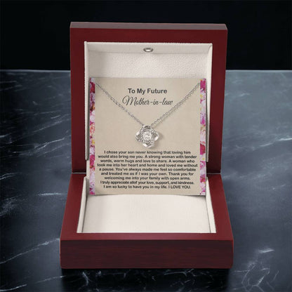 To My Mother In Law Necklace From Daughter Gift To Mother-In-Law For Christmas Birthday Mother's Day Message Card To Mom-In-Law Love Knot Necklace