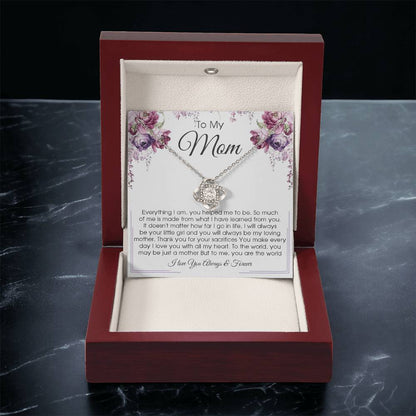 Gift For Mom From Daughter Or Son To My Mom Necklace Mother's Day Gift Mom Birthday Unique Message Card Gift Love Knot Necklace