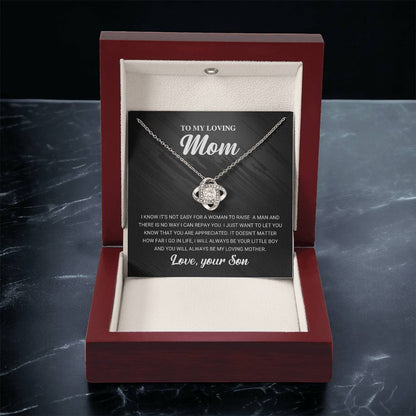To My Loving Mom Necklace Gift For Mom From Son Mom Birthday Gift Mother's Da Love Knot Necklace