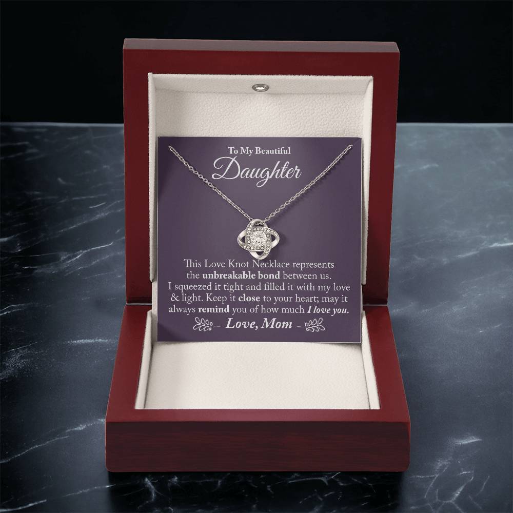To My Beautiful Daughter - The Love Knot Necklace Love Knot Necklace