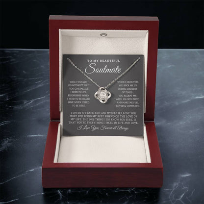 To My Beautiful Soulmate Necklace Gift For Girlfriend Anniversary Birthday Gift Sentimental Gift Love Knot Necklace
