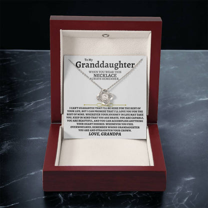 To My Granddaughter Necklace Granddaughter Jewelry Gift From Grandpa Meaningful Gift For Her Love Knot Necklace