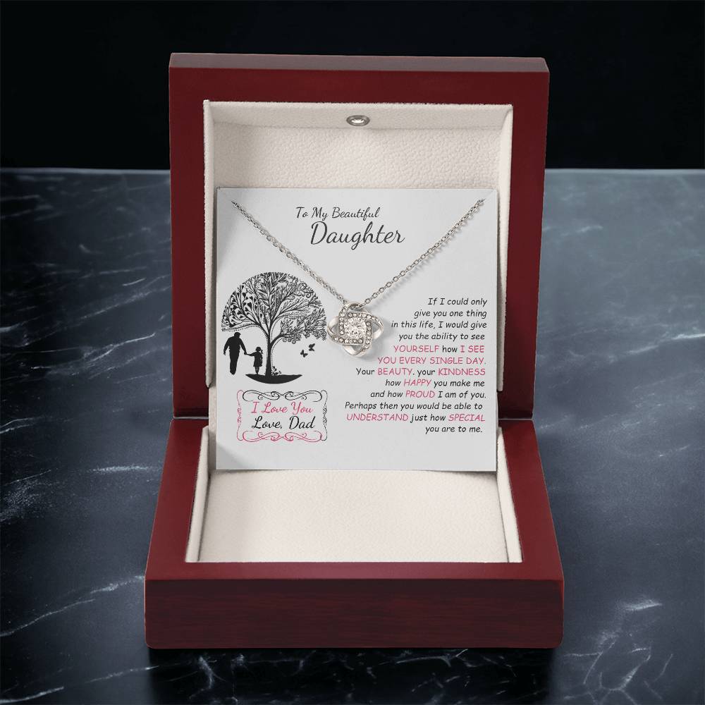 To My Beautiful Daughter Necklace Birthday Necklace For Girl Graduation Gifts For Her High School College Handmade Jewelry For Da Love Knot Necklace