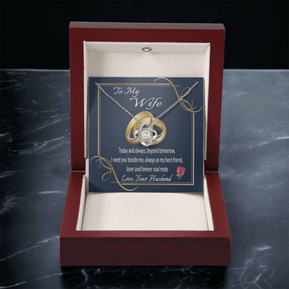 To My Wife Gift Necklace Message Card Necklace To Wife From Husband Anniversary Gift For Wife Birthday Gift Necklace Fo Love Knot Necklace