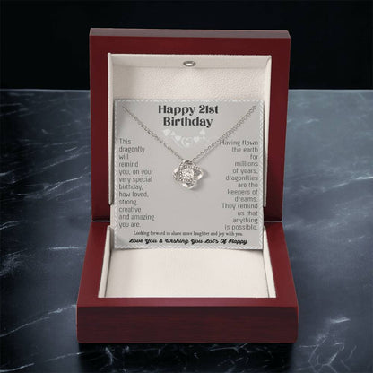 21St Birthday Dragonfly Necklace Gift Happy 21St Birthday Gifts For Her Best Friend Daughter Sister Niece Auntie Necklace Happy 21 Birthday Birthday Necklace Love Knot Necklace
