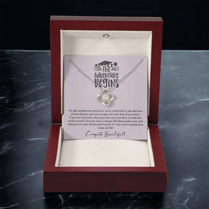 The Adventure Begins - Graduation Necklace Gift For Her Class Of 2022 Hight School College Graduation Gift Love Knot Necklace