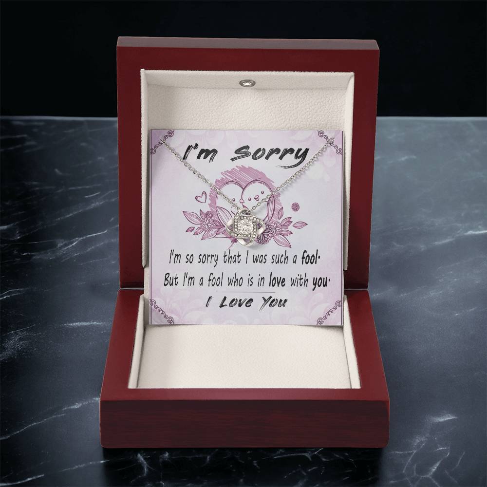I'm Sorry Message Card Necklace For Wife Apology Gift F Love Knot Necklace